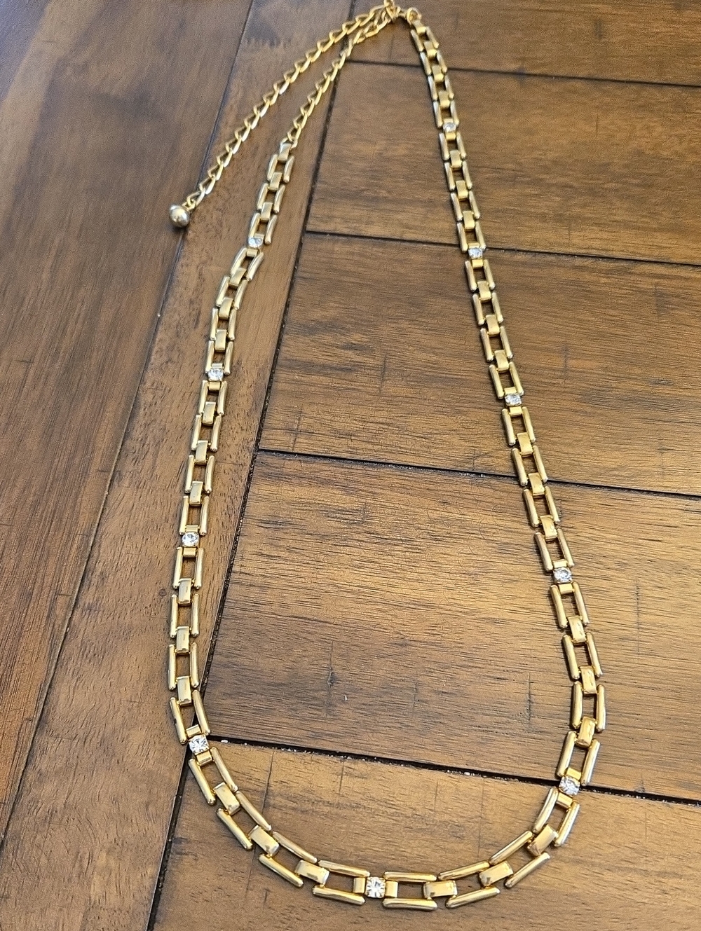 Gold Link Belt with Rhinestone Accents - Women Jewelry